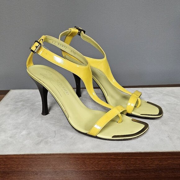 Donald J Pliner Yellow Patent Leather Sandals - Picture 1 of 4